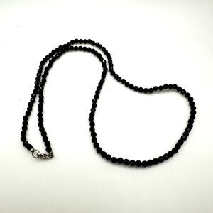 SALE! 4mm faceted black onyx necklace and sterling silver hardware necklace, 24”